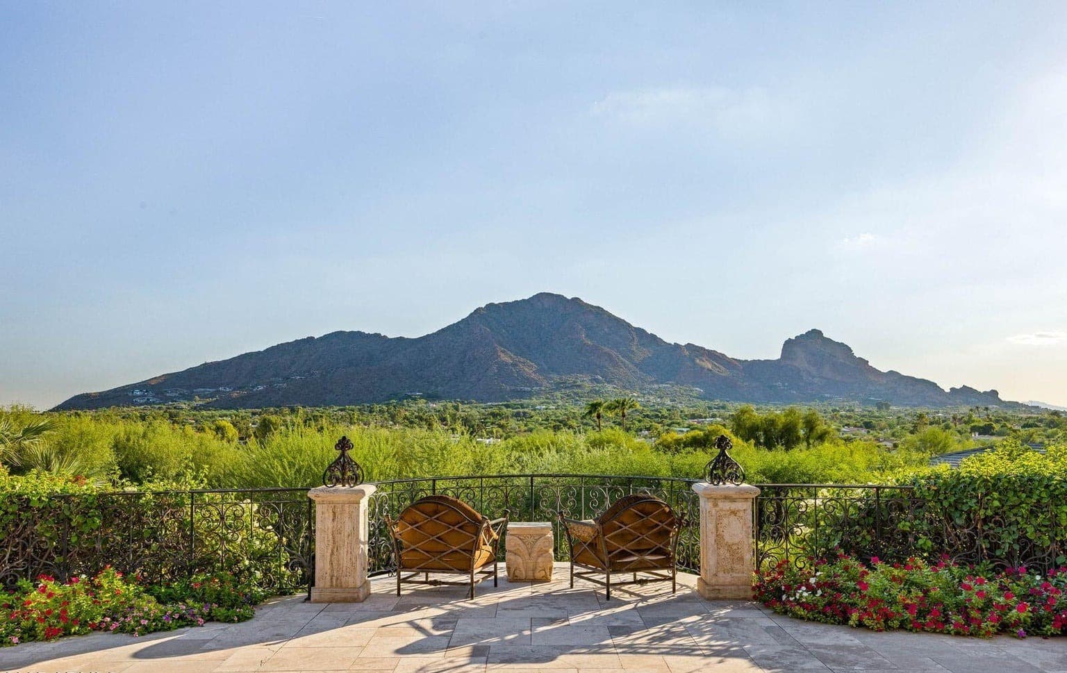 Camelback Mountain viewed from a Paradise Valley terrace